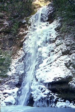 厳冬の龍頭の滝